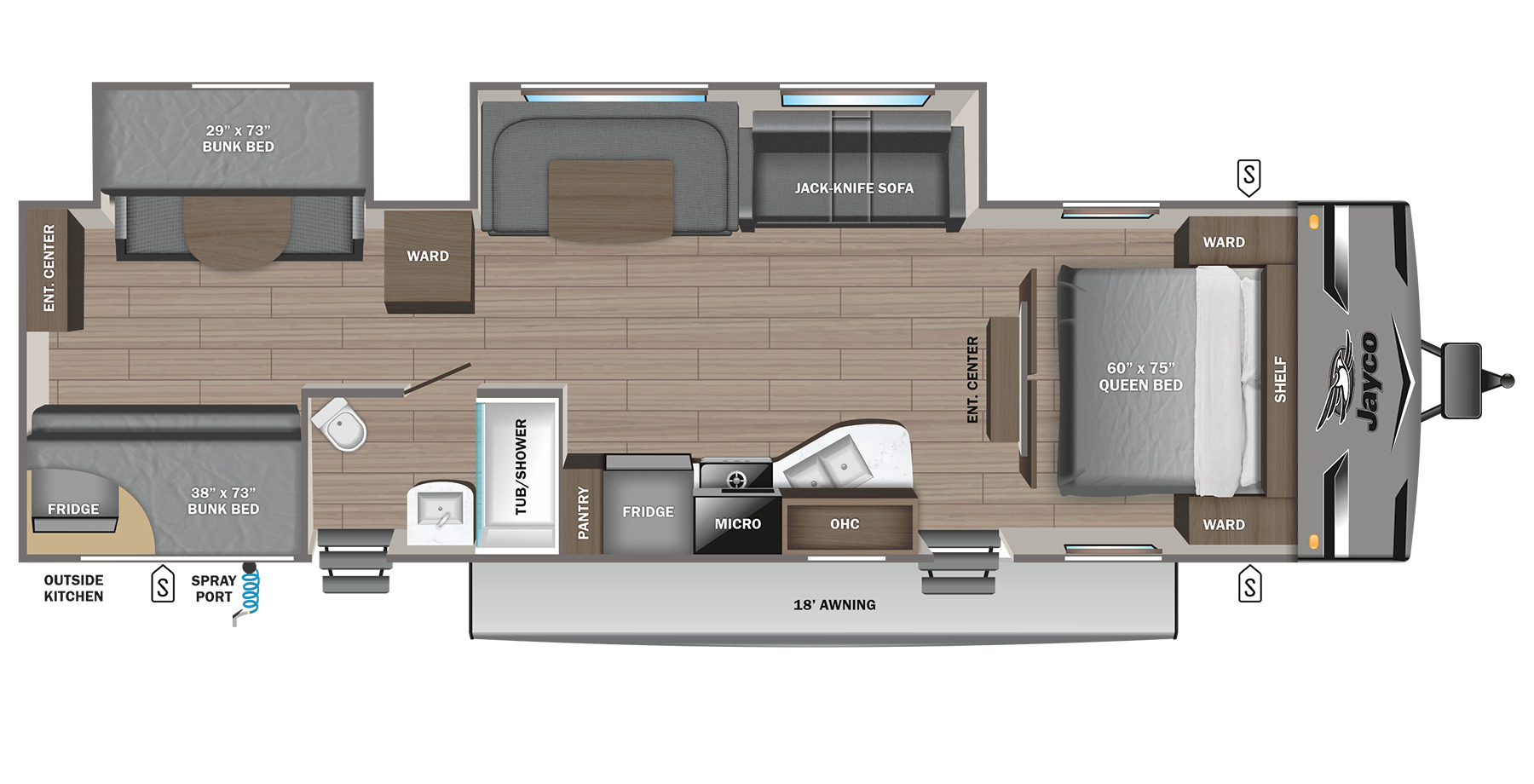 2024 JAYCO JAY FLIGHT 324BDS, , floor-plans-day image number 0